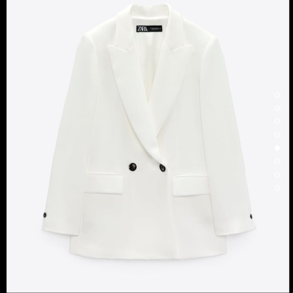 Zara flowy double breasted blazer in white